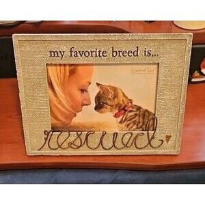 New - My Favorite Breed Is Rescued Dog Cat Pet Picture Frame For 4 X 6 Photo